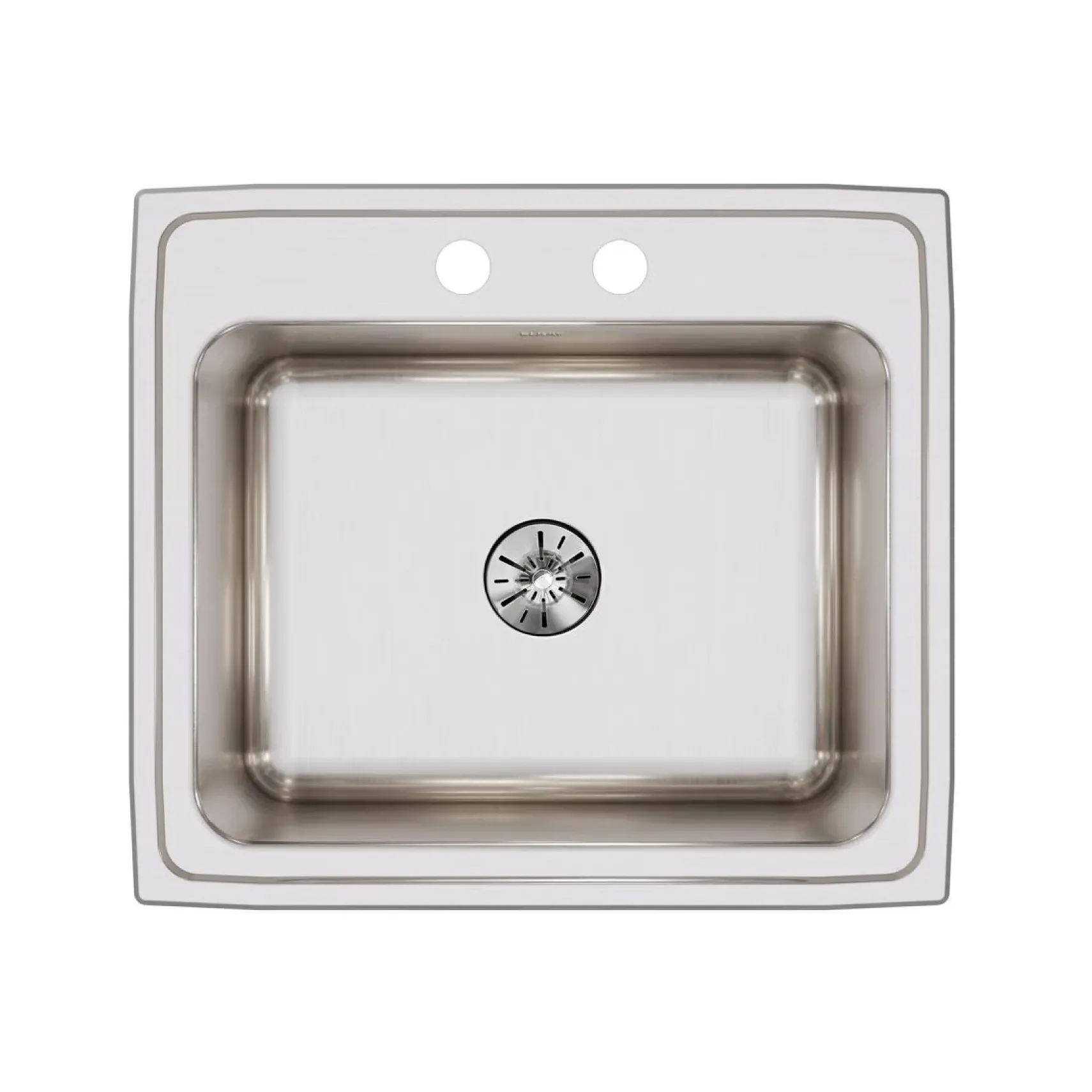 Elkay Lustertone Classic 25" Drop In/Topmount Stainless Steel Kitchen Sink, Lustrous Satin, 2 Faucet Holes, DLR252210PD2