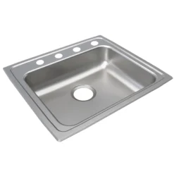 Elkay Lustertone Classic 22" Drop In/Topmount Stainless Steel ADA Kitchen Sink, Lustrous Satin, 4 Faucet Holes, LRAD2219504