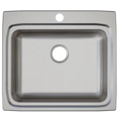 Elkay Lustertone Classic 25" Drop In/Topmount Stainless Steel ADA Kitchen Sink, Lustrous Satin, 4 Faucet Holes, LRAD2522554