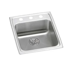 Elkay Lustertone Classic 15" Drop In/Topmount Stainless Steel ADA Kitchen Sink, Lustrous Satin, 1 Faucet Hole, Perfect Drain, LRAD152265PD1