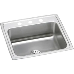 Elkay Lustertone Classic 22" Drop In/Topmount Stainless Steel Kitchen Sink, Lustrous Satin, 1 Faucet Hole, Perfect Drain, LR2219PD1