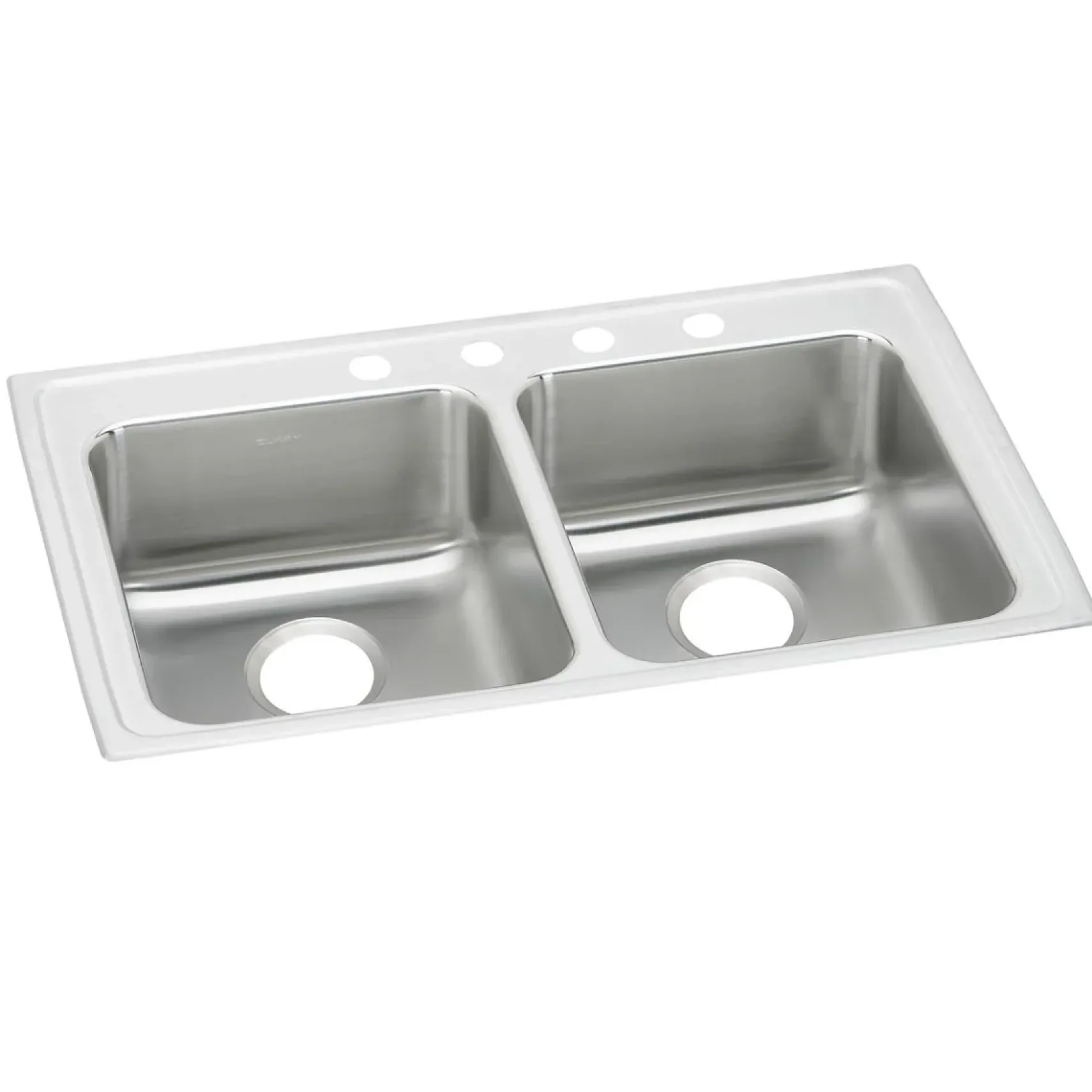 Elkay Lustertone Classic 29" Drop In/Topmount Stainless Steel ADA Kitchen Sink, 50/50 Double Bowl, Lustrous Satin, 1 Faucet Hole, LRAD2922601