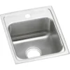 Elkay Lustertone Classic 15" Drop In/Topmount Stainless Steel ADA Kitchen Sink, Lustrous Satin, 1 Faucet Hole, LRADQ1517601