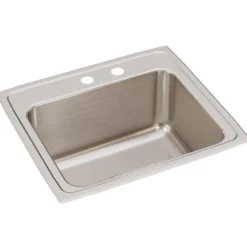 Elkay Lustertone Classic 22" Drop In/Topmount Stainless Steel Kitchen Sink, Lustrous Satin, MR2 Faucet Holes, DLR221910MR2