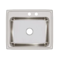 Elkay Lustertone Classic 25" Drop In/Topmount Stainless Steel Kitchen Sink, Lustrous Satin, MR2 Faucet Holes, LR2521MR2
