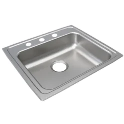 Elkay Lustertone Classic 22" Drop In/Topmount Stainless Steel ADA Kitchen Sink, Lustrous Satin, 3 Faucet Holes, LRAD2219503