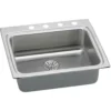 Elkay Lustertone Classic 25" Drop In/Topmount Stainless Steel ADA Kitchen Sink, Lustrous Satin, 3 Faucet Holes, Perfect Drain, LRADQ252265PD3