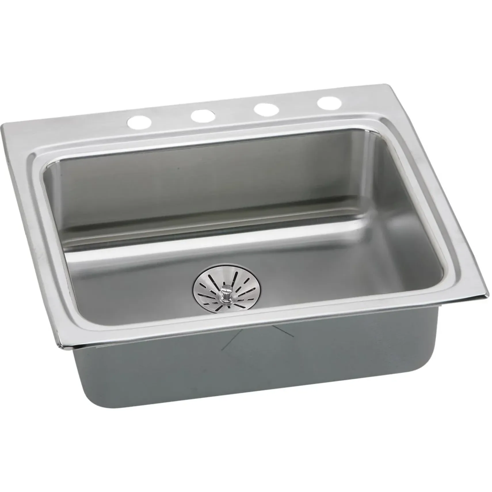 Elkay Lustertone Classic 25" Drop In/Topmount Stainless Steel ADA Kitchen Sink, Lustrous Satin, 3 Faucet Holes, Perfect Drain, LRADQ252265PD3