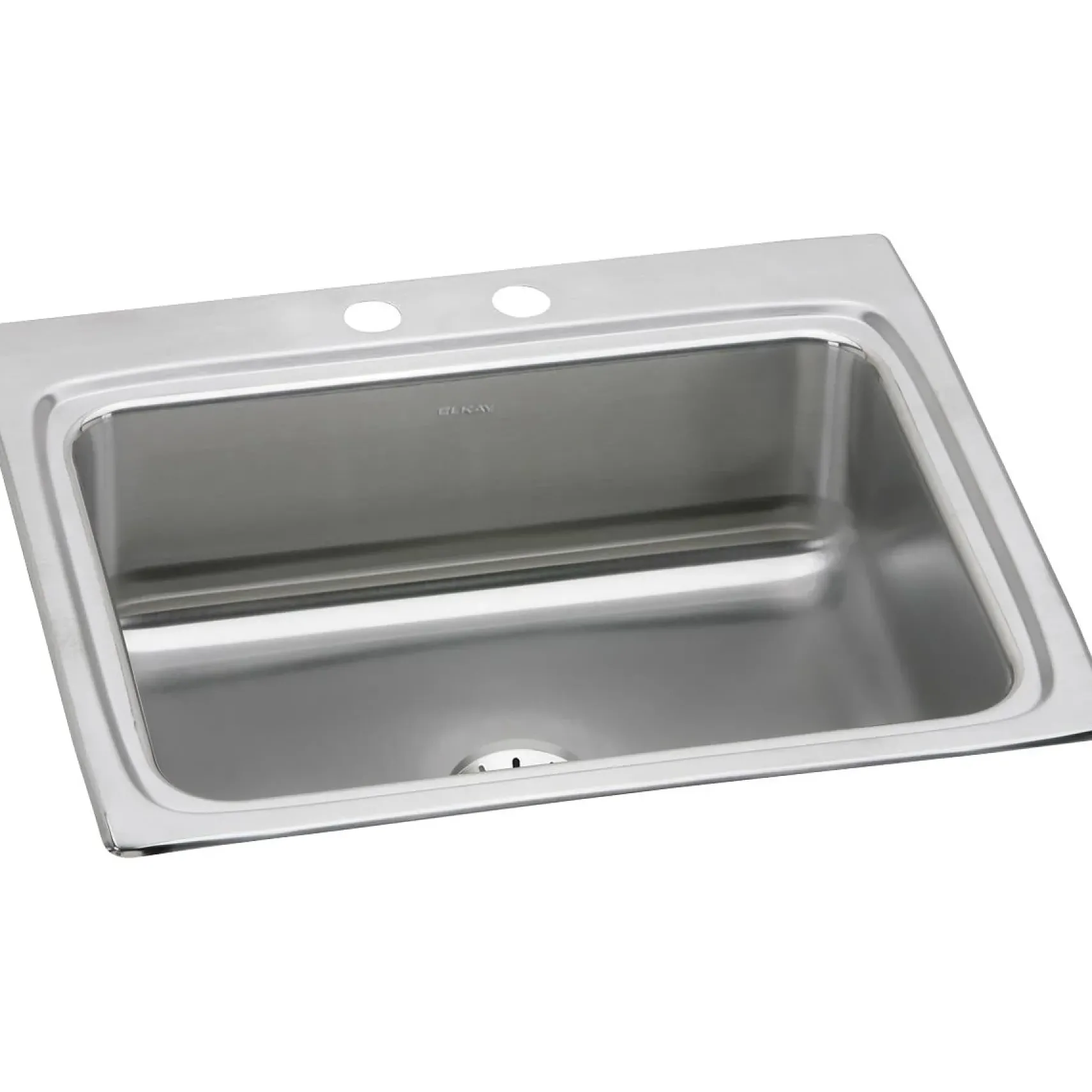 Elkay Lustertone Classic 25" Drop In/Topmount Stainless Steel Kitchen Sink, Lustrous Satin, 2 Faucet Holes, Perfect Drain, LR2522PD2