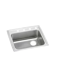 Elkay Lustertone Classic 22" Drop In/Topmount Stainless Steel ADA Kitchen Sink, Lustrous Satin, 4 Faucet Holes, LRAD221955R4