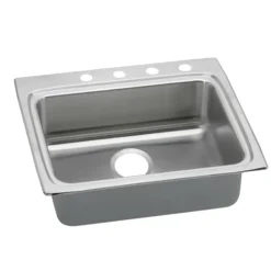 Elkay Lustertone Classic 25" Drop In/Topmount Stainless Steel ADA Kitchen Sink, Lustrous Satin, 4 Faucet Holes, LRADQ2522554