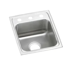 Elkay Lustertone Classic 15" Drop In/Topmount Stainless Steel ADA Kitchen Sink, Lustrous Satin, 1 Faucet Hole, LRADQ1517501