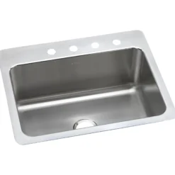 Elkay Lustertone Classic 27" Dual Mount Stainless Steel Kitchen Sink, Lustrous Satin, 1 Faucet Hole, DLSR2722101