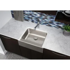 Elkay Lustertone Classic 25" Stainless Steel Farmhouse Kitchen Sink, 18 Gauge, Lustrous Satin, ELUHF2520