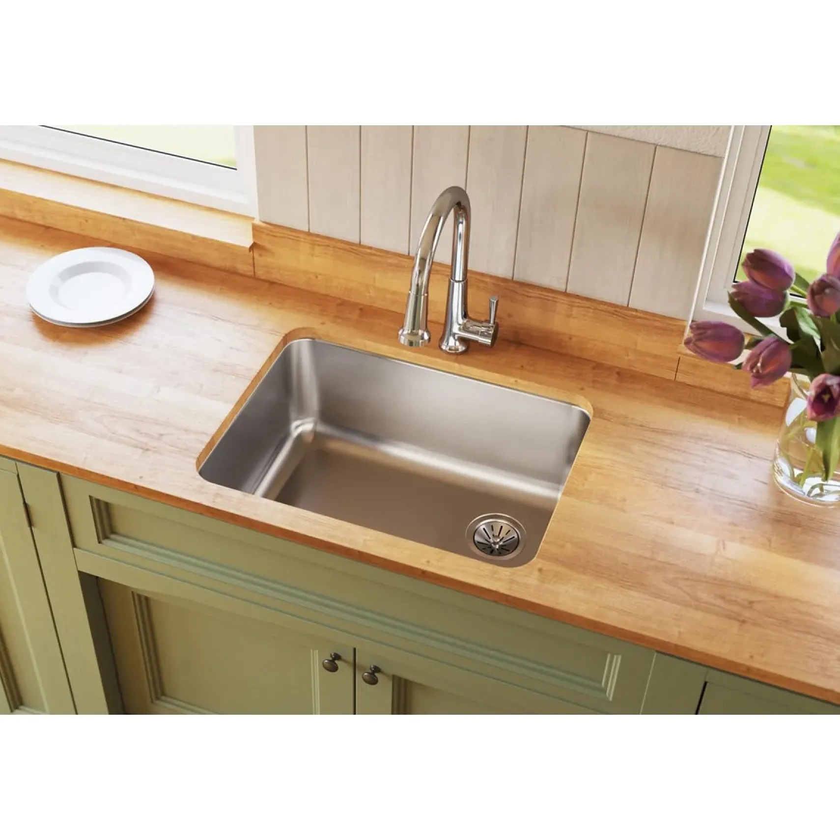 Elkay Lustertone Classic 26" Stainless Steel Kitchen Sink, 18 Gauge, Lustrous Satin, ELUH231710R