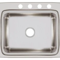 Elkay Lustertone Classic 25" Stainless Steel Kitchen Sink, 18 Gauge, Lustrous Satin, 4 Faucet Hole, LR25224