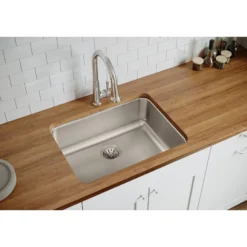 Elkay Lustertone Classic 26" Stainless Steel Kitchen Sink, 18 Gauge, Lustrous Satin, ELUH2317