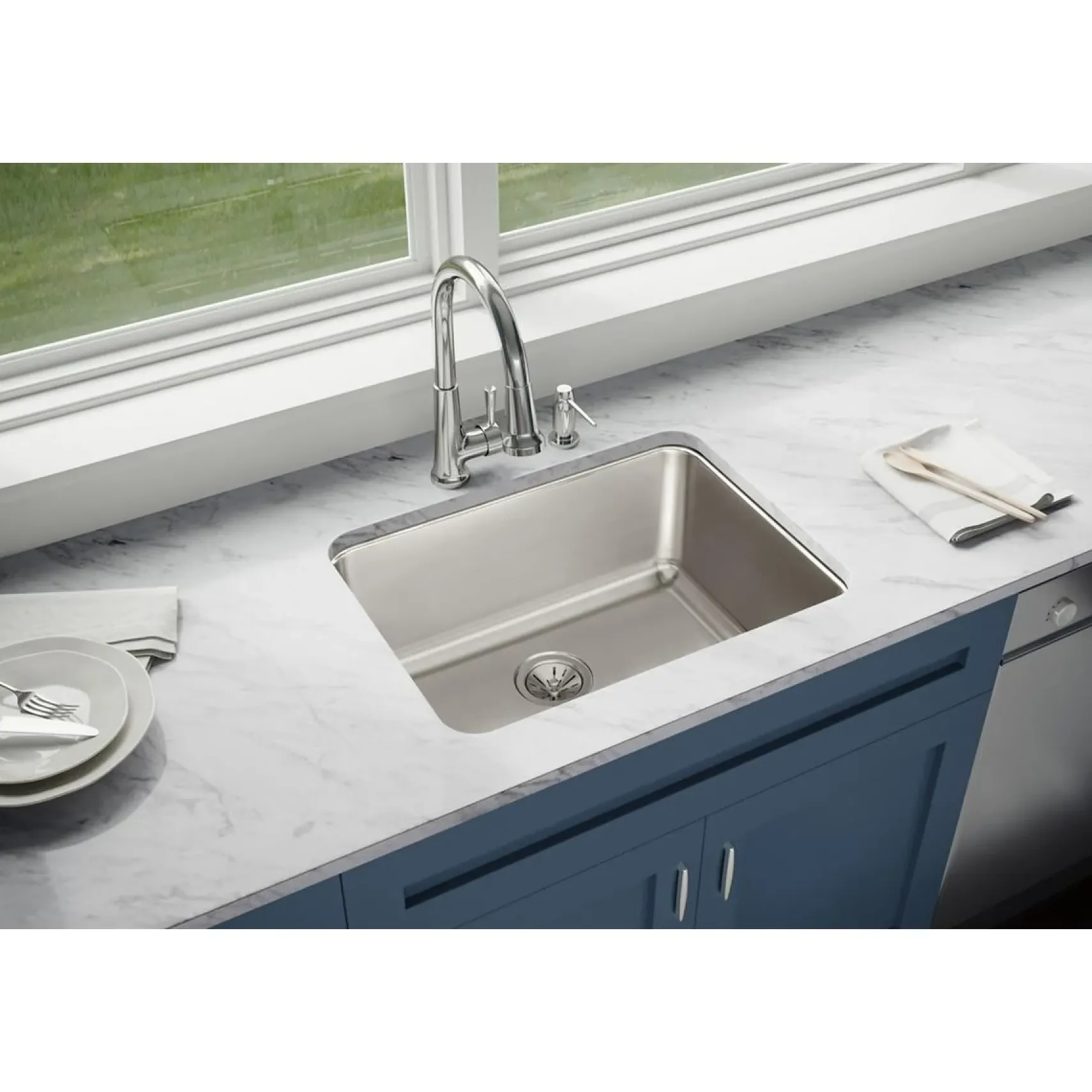 Elkay Lustertone Classic 26" Stainless Steel Kitchen Sink, 18 Gauge, Lustrous Satin, ELUH231710