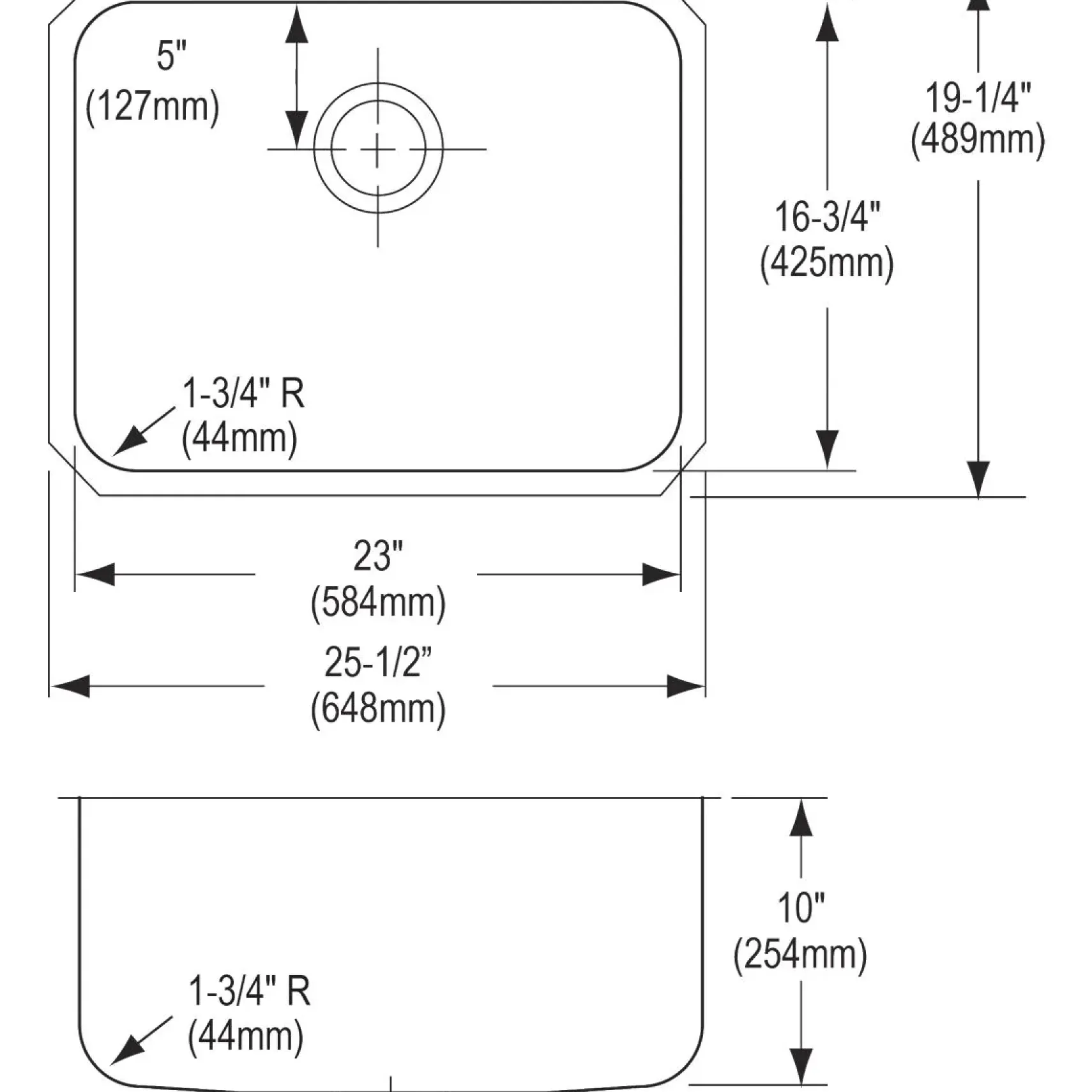 Elkay Lustertone Classic 26" Stainless Steel Kitchen Sink, 18 Gauge, Lustrous Satin, ELUH231710