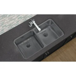 Elkay Lustertone Classic 36" Stainless Steel Kitchen Sink, 50/50 Double Bowl, 18 Gauge, Lustrous Satin, ELUH361710