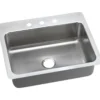 Elkay Lustertone Classic 27" Stainless Steel Kitchen Sink, 18 Gauge, Lustrous Satin, 3 Faucet Hole, LSR27223