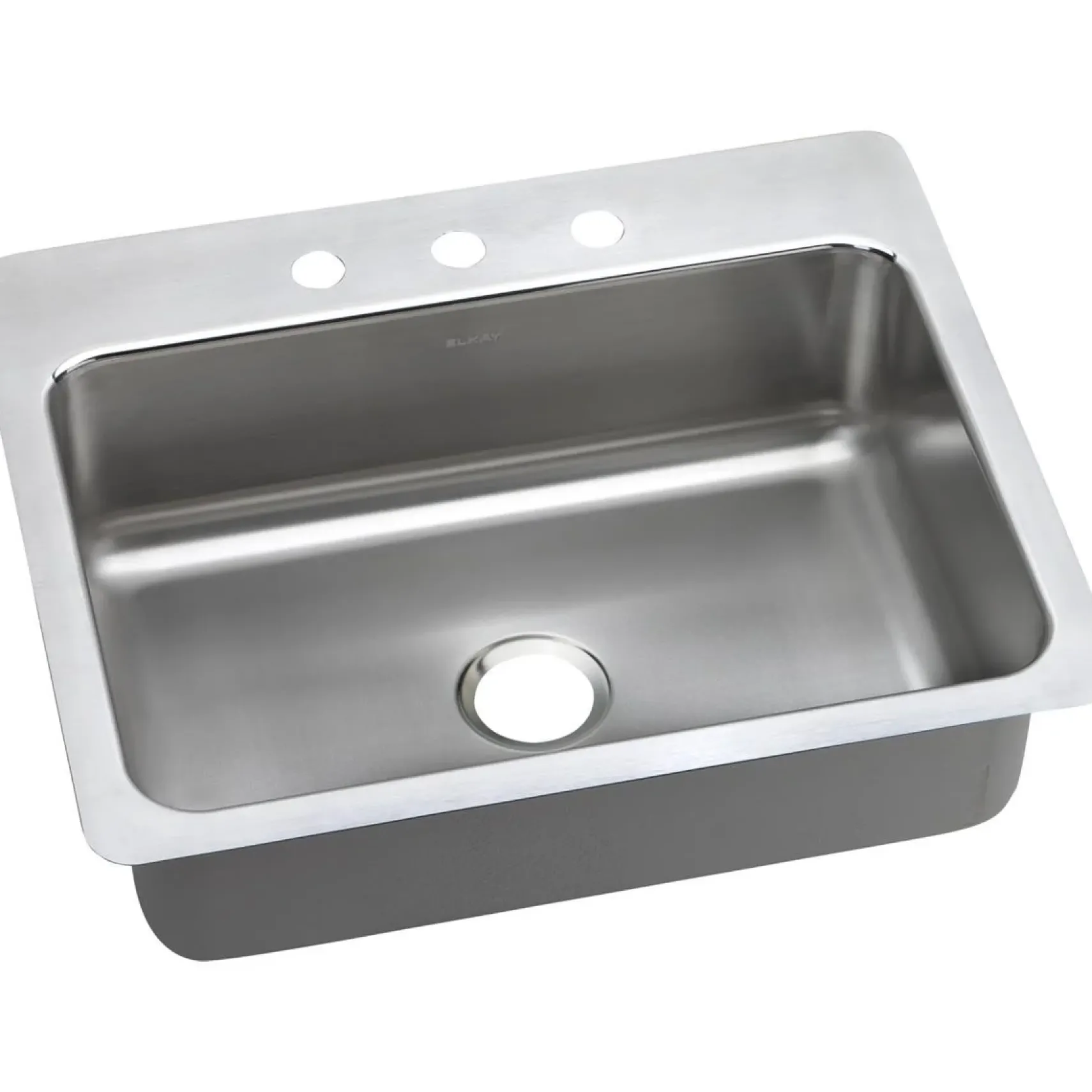 Elkay Lustertone Classic 27" Stainless Steel Kitchen Sink, 18 Gauge, Lustrous Satin, 3 Faucet Hole, LSR27223