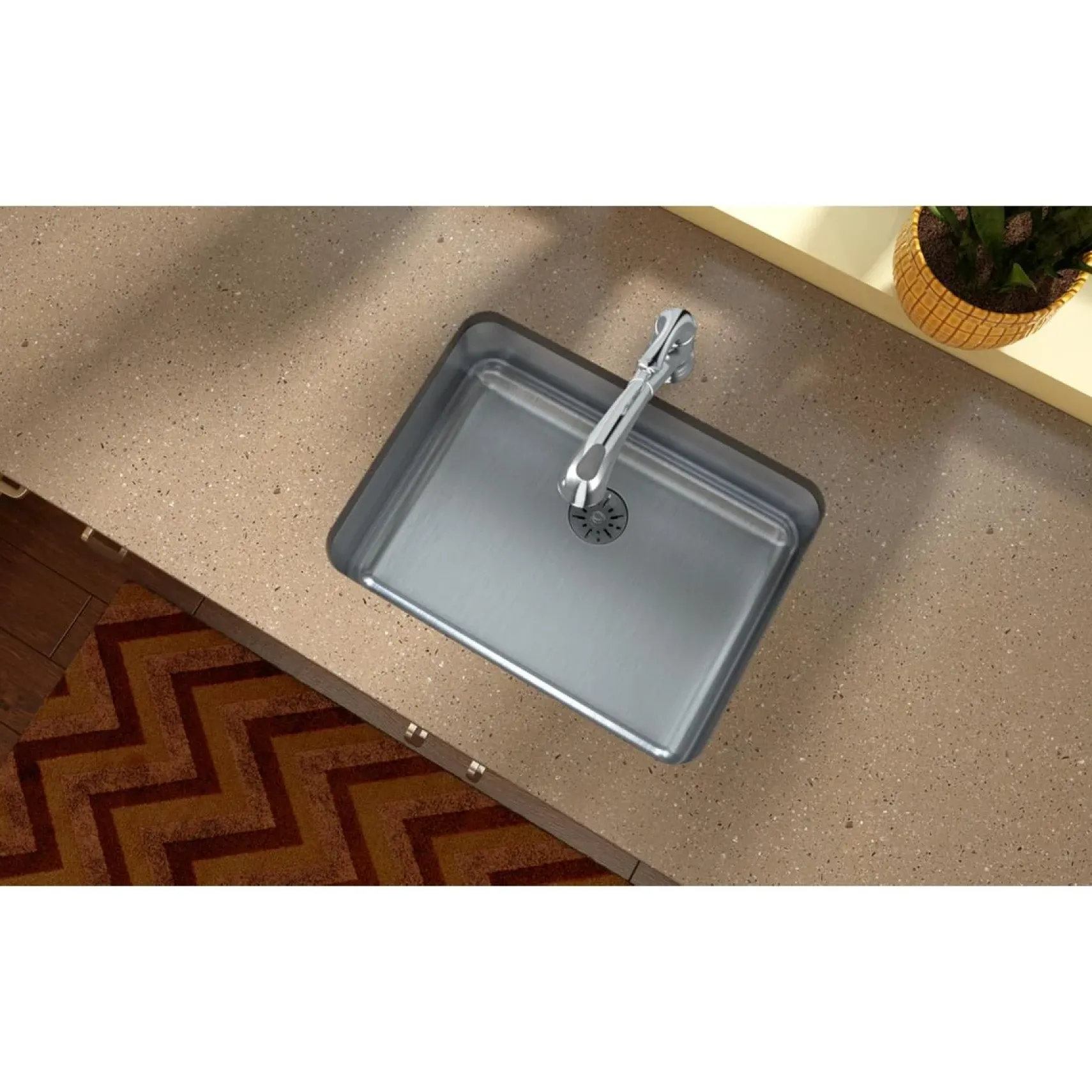 Elkay Lustertone Classic 24" Stainless Steel Kitchen Sink, 18 Gauge, Lustrous Satin, ELUH2115PD
