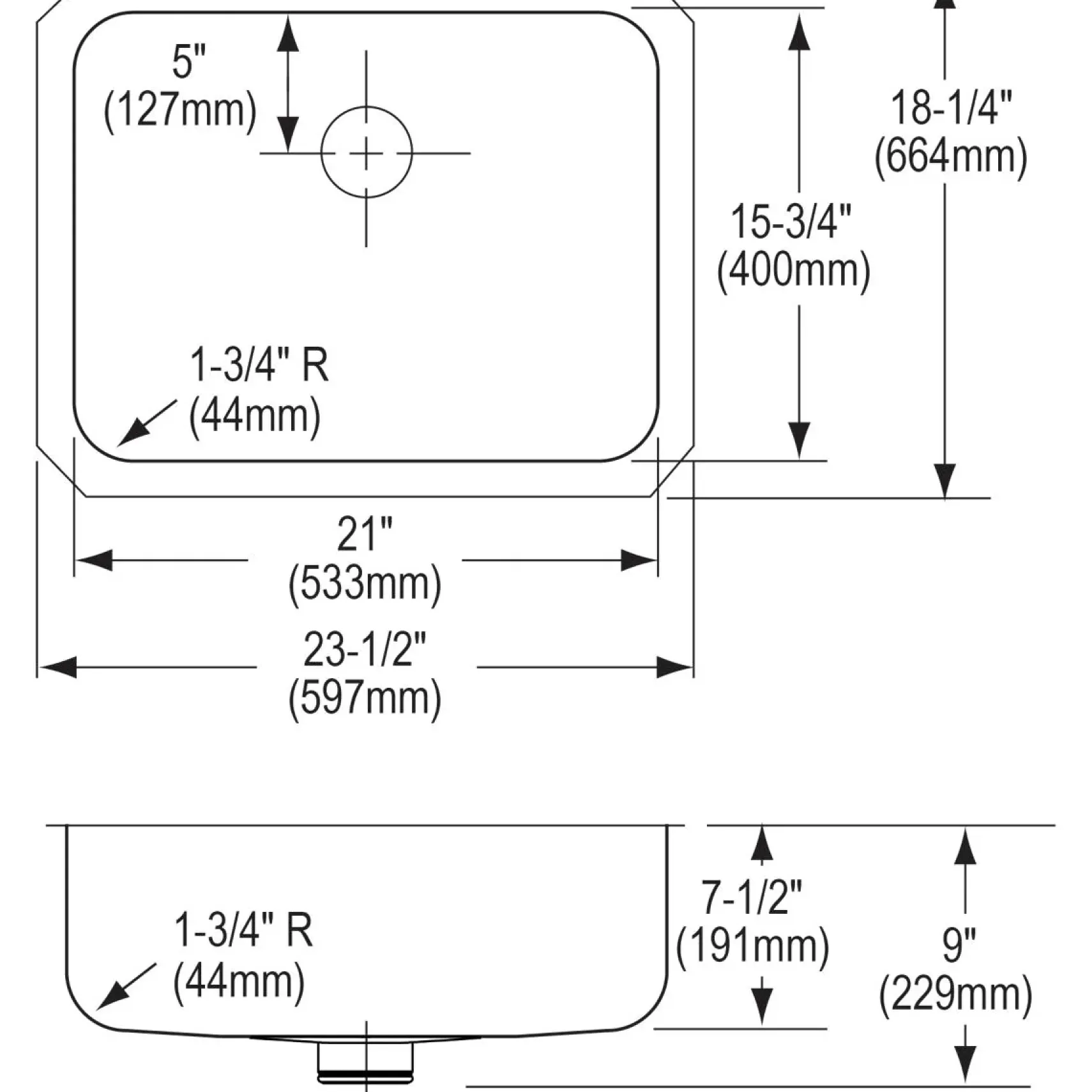 Elkay Lustertone Classic 24" Stainless Steel Kitchen Sink, 18 Gauge, Lustrous Satin, ELUH2115PD