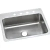 Elkay Lustertone Classic 27" Stainless Steel Kitchen Sink, 18 Gauge, Lustrous Satin, 4 Faucet Hole, LSR27224