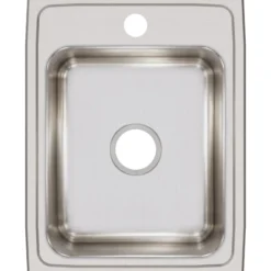 Elkay Lustertone Classic 17" Stainless Steel Kitchen Sink, 18 Gauge, Lustrous Satin, 1 Faucet Hole, LR17221