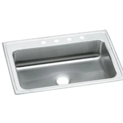 Elkay Lustertone Classic 33" Stainless Steel Kitchen Sink, 18 Gauge, Lustrous Satin, 1 Faucet Hole, LRS33221