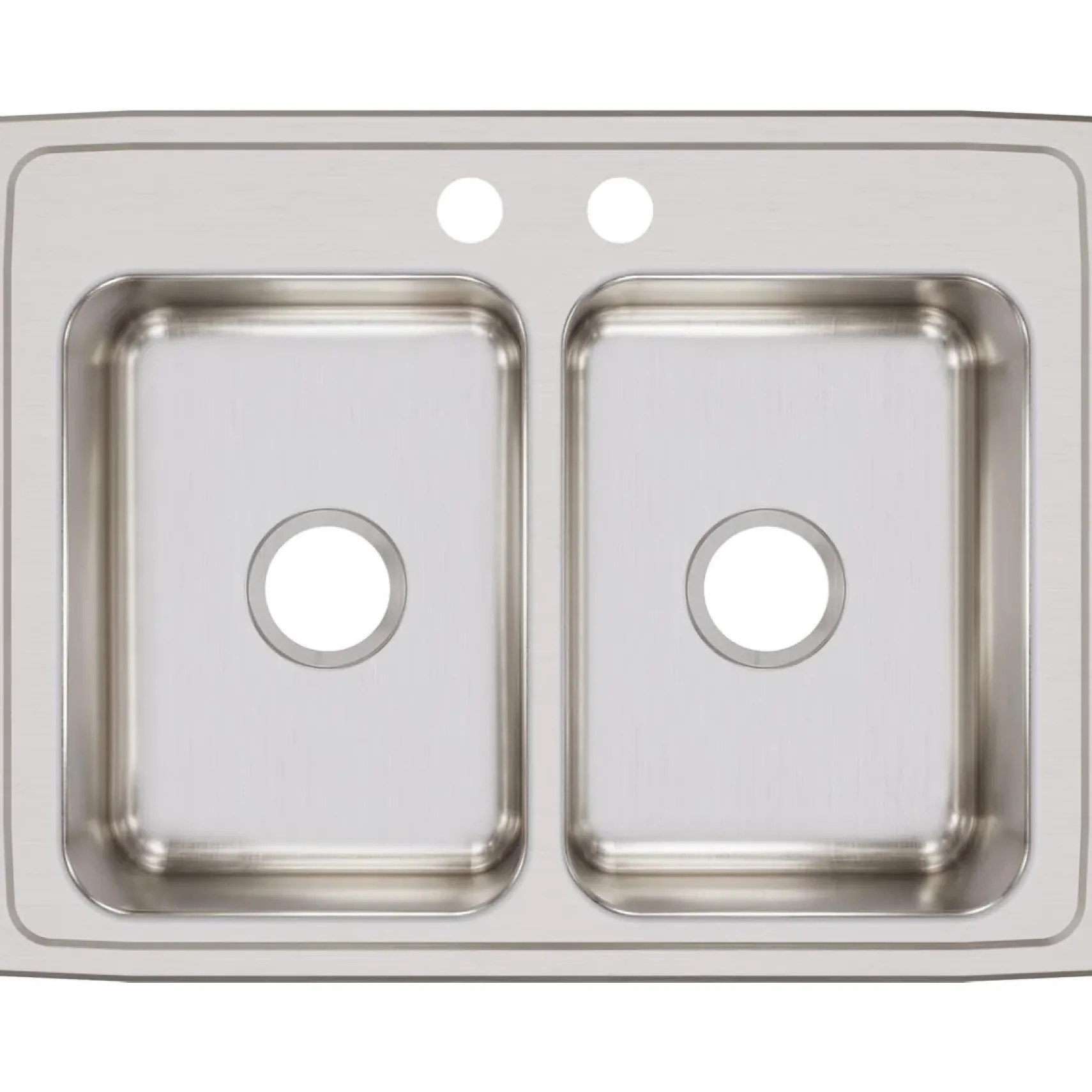 Elkay Lustertone Classic 29" Stainless Steel Kitchen Sink, 50/50 Double Bowl, 18 Gauge, Lustrous Satin, 2 Faucet Hole, LR29222