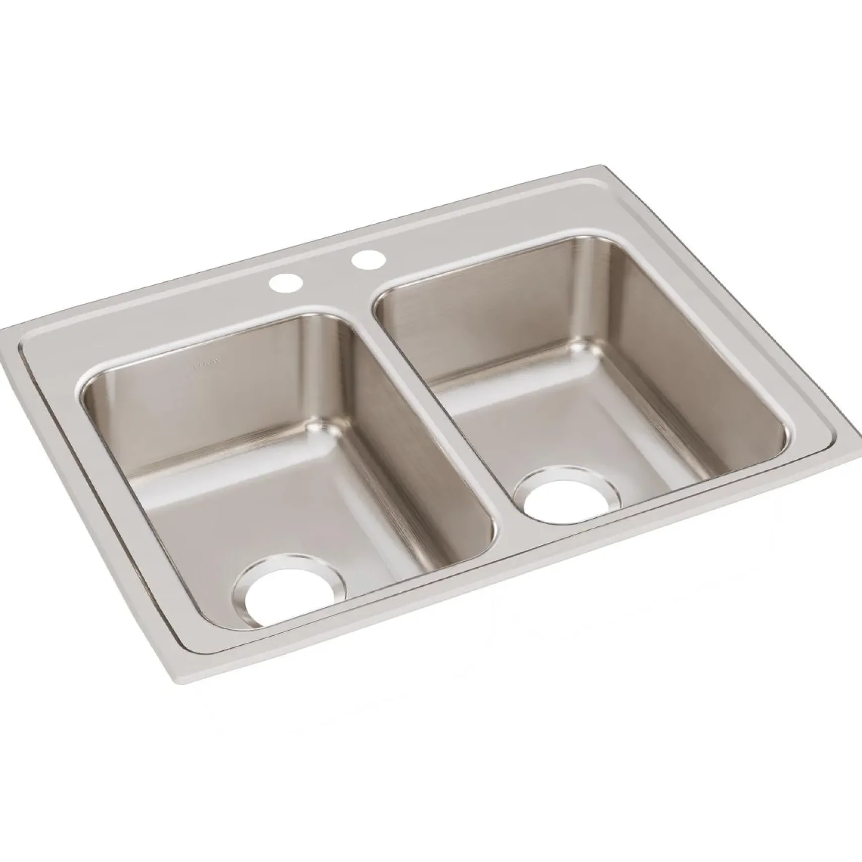 Elkay Lustertone Classic 29" Stainless Steel Kitchen Sink, 50/50 Double Bowl, 18 Gauge, Lustrous Satin, 2 Faucet Hole, LR29222