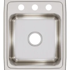 Elkay Lustertone Classic 17" Stainless Steel Kitchen Sink, 18 Gauge, Lustrous Satin, 3 Faucet Hole, LR17203