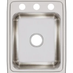 Elkay Lustertone Classic 17" Stainless Steel Kitchen Sink, 18 Gauge, Lustrous Satin, 3 Faucet Hole, LR17223