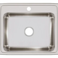 Elkay Lustertone Classic 25" Stainless Steel Kitchen Sink, 18 Gauge, Lustrous Satin, 1 Faucet Hole, LR25211
