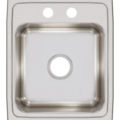 Elkay Lustertone Classic 17" Stainless Steel Kitchen Sink, 18 Gauge, Lustrous Satin, 2 Faucet Hole, LR17202