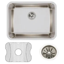 Elkay Lustertone Classic 24" Undermount Stainless Steel Kitchen Sink Kit, Lustrous Satin, 18 Gauge, ELUH2115DBG