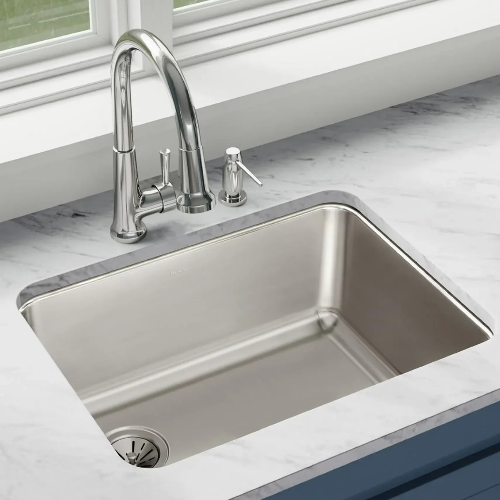 Elkay Lustertone Classic 26" Undermount Stainless Steel Kitchen Sink, Lustrous Satin, 18 Gauge, ELUH231710L