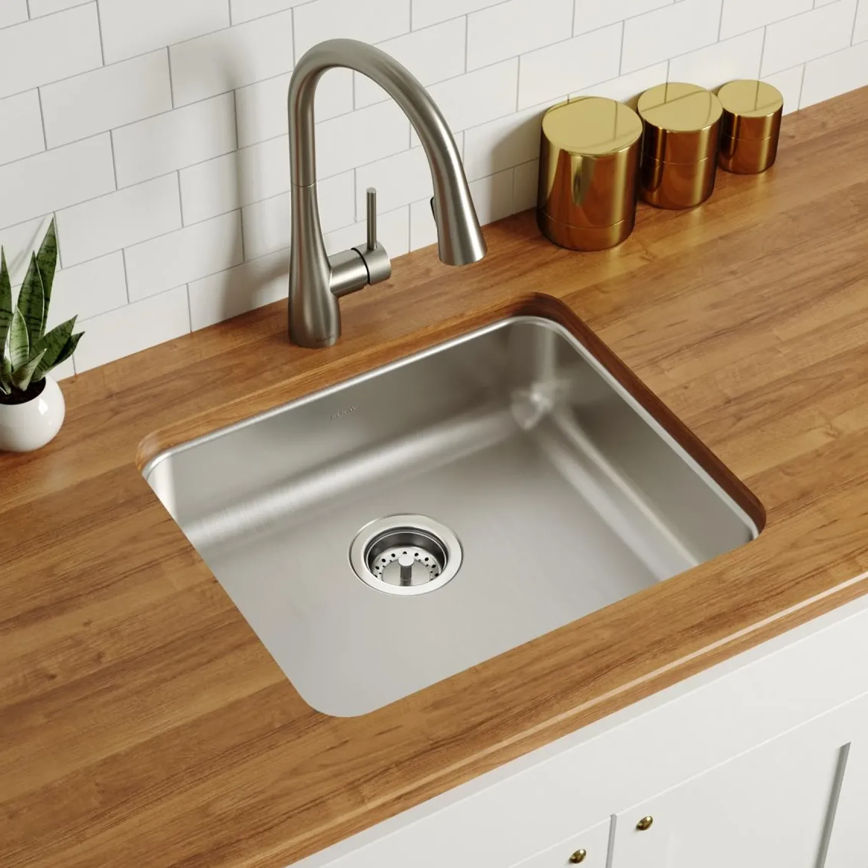 Elkay Lustertone Classic 22" Undermount Stainless Steel ADA Kitchen Sink, Lustrous Satin, 18 Gauge, ELUHAD191655