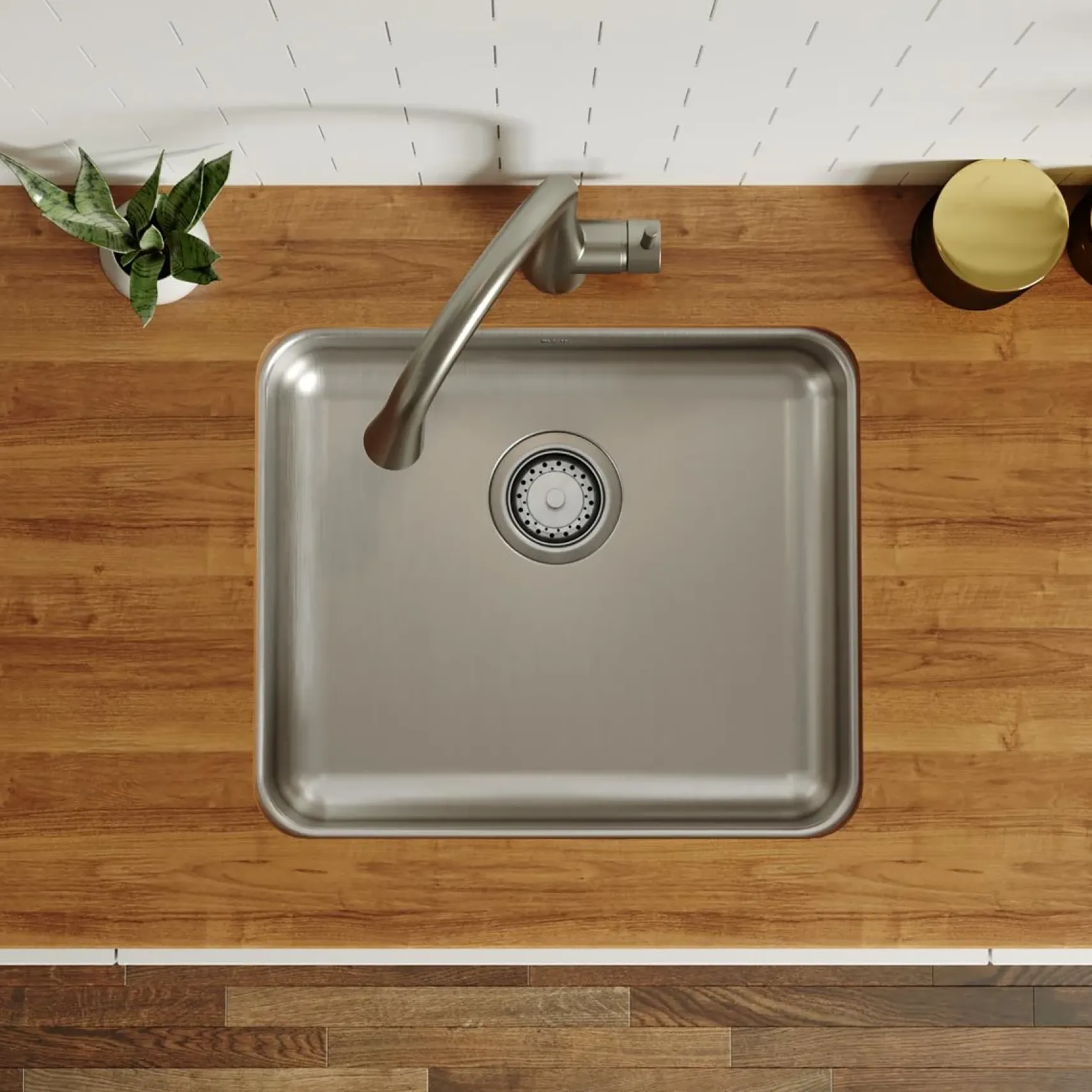 Elkay Lustertone Classic 22" Undermount Stainless Steel ADA Kitchen Sink, Lustrous Satin, 18 Gauge, ELUHAD191655