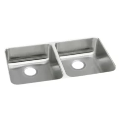 Elkay Lustertone Classic 36" Undermount Stainless Steel ADA Kitchen Sink, 50/50 Double Bowl, Lustrous Satin, 18 Gauge, ELUHAD361845