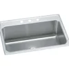 Elkay Lustertone 31" Stainless Steel Kitchen Sink, 18 Gauge, Lustrous Satin, 3 Faucet Hole, DLR312210PD3