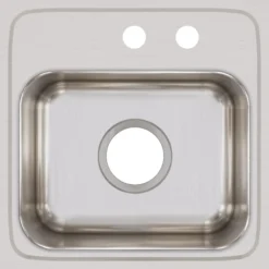 Elkay Lustertone 15" Stainless Steel Bar Sink, Lustrous Satin, 2 Faucet Holes, BLR1516MR2