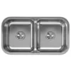Elkay Lustertone 32" Stainless Steel Kitchen Sink, 50/50 Double Bowl, Lustrous Satin, EAQDUH3118