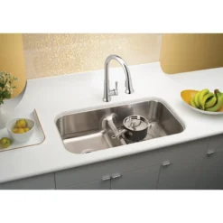 Elkay Lustertone 32" Stainless Steel Kitchen Sink, 50/50 Double Bowl, Lustrous Satin, EAQDUH3118