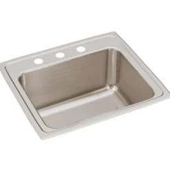 Elkay Lustertone 22" Stainless Steel Kitchen Sink, 18 Gauge, Lustrous Satin, 3 Faucet Hole, DLR2219103