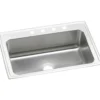 Elkay Lustertone 33" Stainless Steel Kitchen Sink, 18 Gauge, Lustrous Satin, 4 Faucet Hole, DLRS3322104