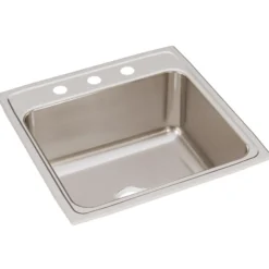 Elkay Lustertone 22" Stainless Steel Kitchen Sink, 18 Gauge, Lustrous Satin, 3 Faucet Hole, DLR2222103