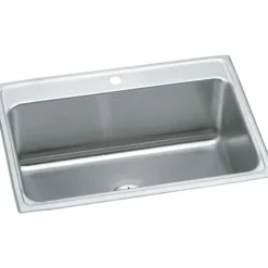 Elkay Lustertone 31" Stainless Steel Kitchen Sink, 18 Gauge, Lustrous Satin, 1 Faucet Hole, DLR312210PD1
